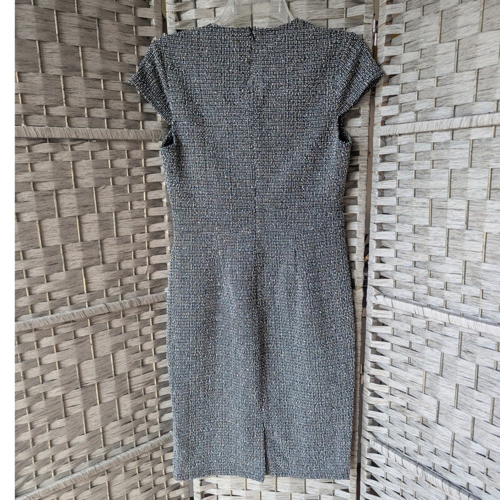 Grace Karin Tweed Sheath Dress Black White Multicolor Cap Sleeve Sz M Bodycon - Picture 3 of 10